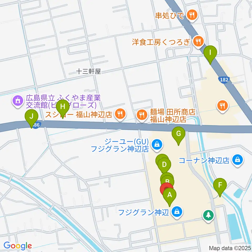 福山エーガル8シネマズ周辺のカフェ一覧地図