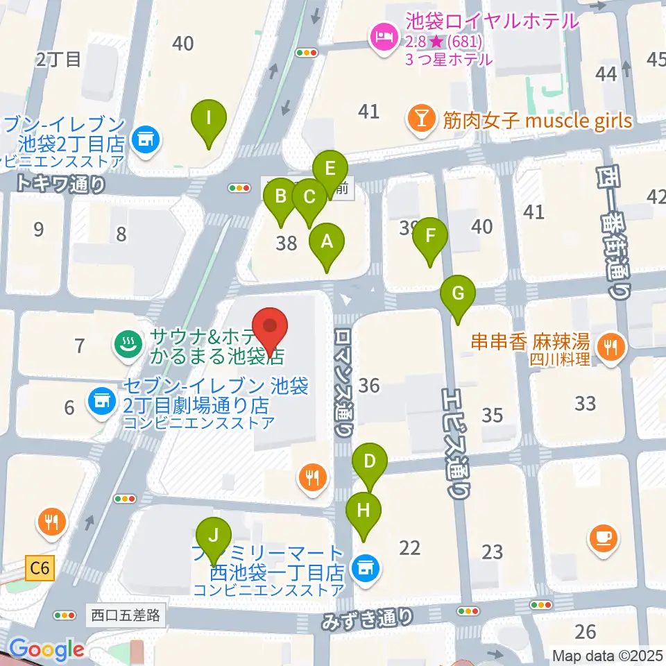 池袋シネマ・ロサ周辺のカフェ一覧地図