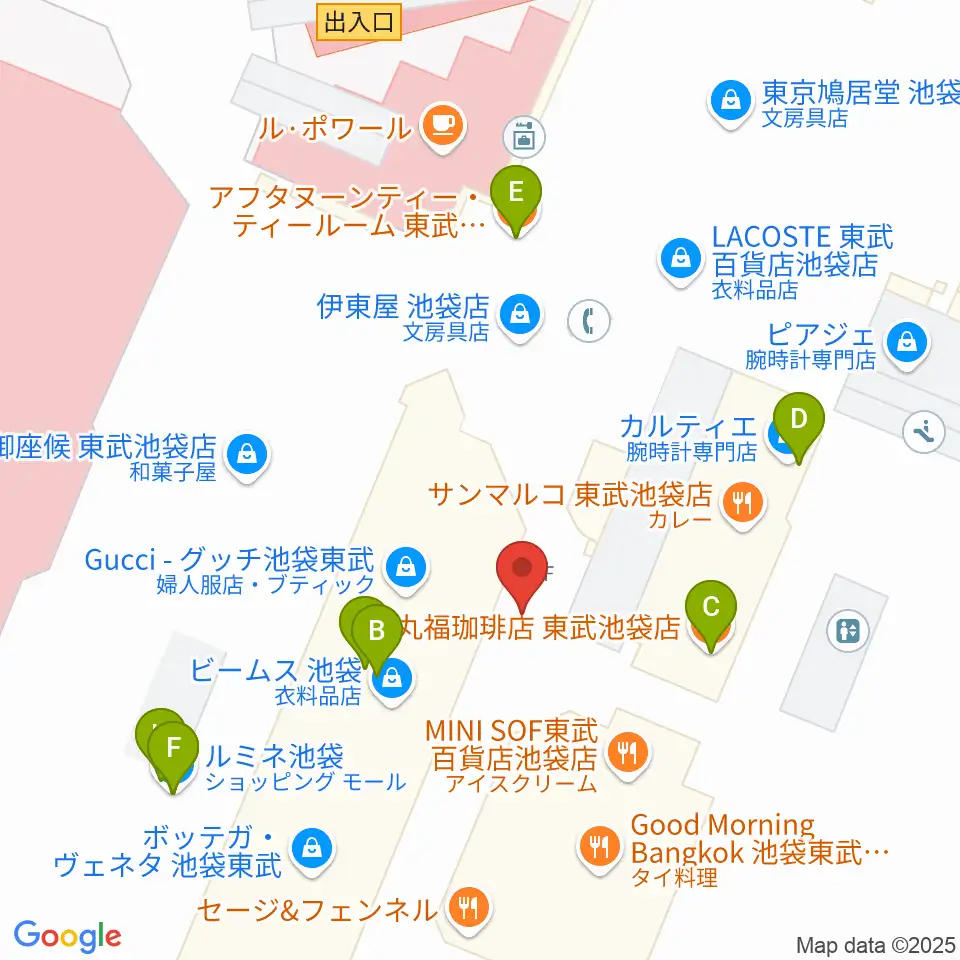 シネ・リーブル池袋周辺のカフェ一覧地図