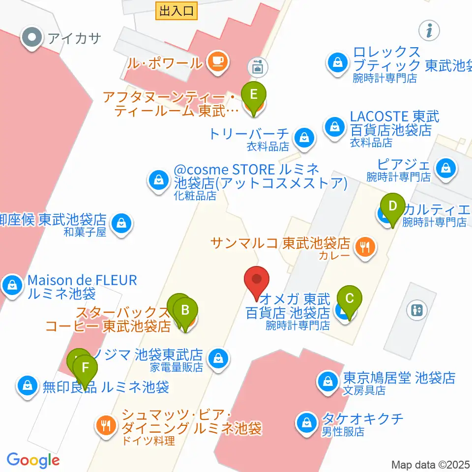 シネ・リーブル池袋周辺のカフェ一覧地図
