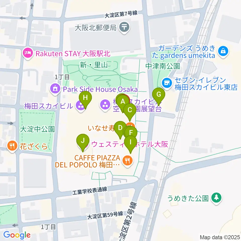 テアトル梅田周辺のカフェ一覧地図