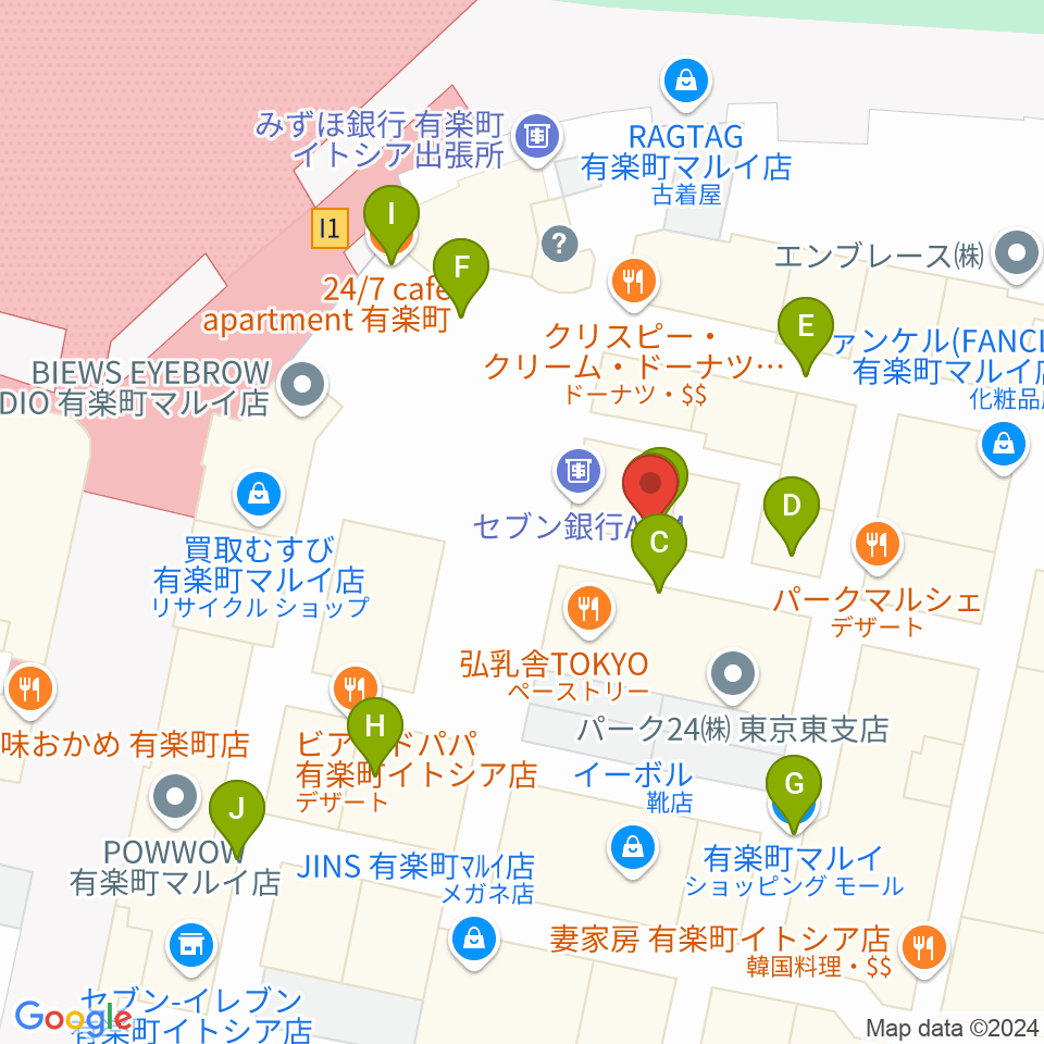 ヒューマントラストシネマ有楽町周辺のカフェ一覧地図