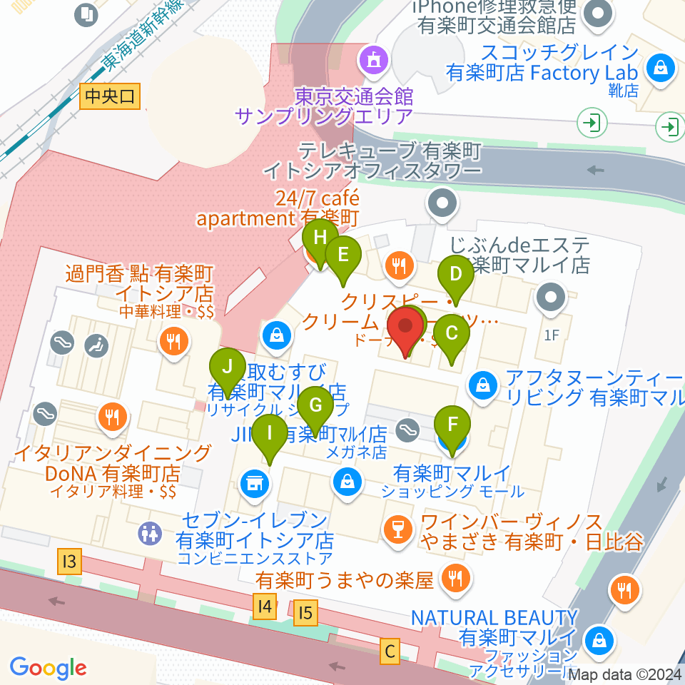 ヒューマントラストシネマ有楽町周辺のカフェ一覧地図