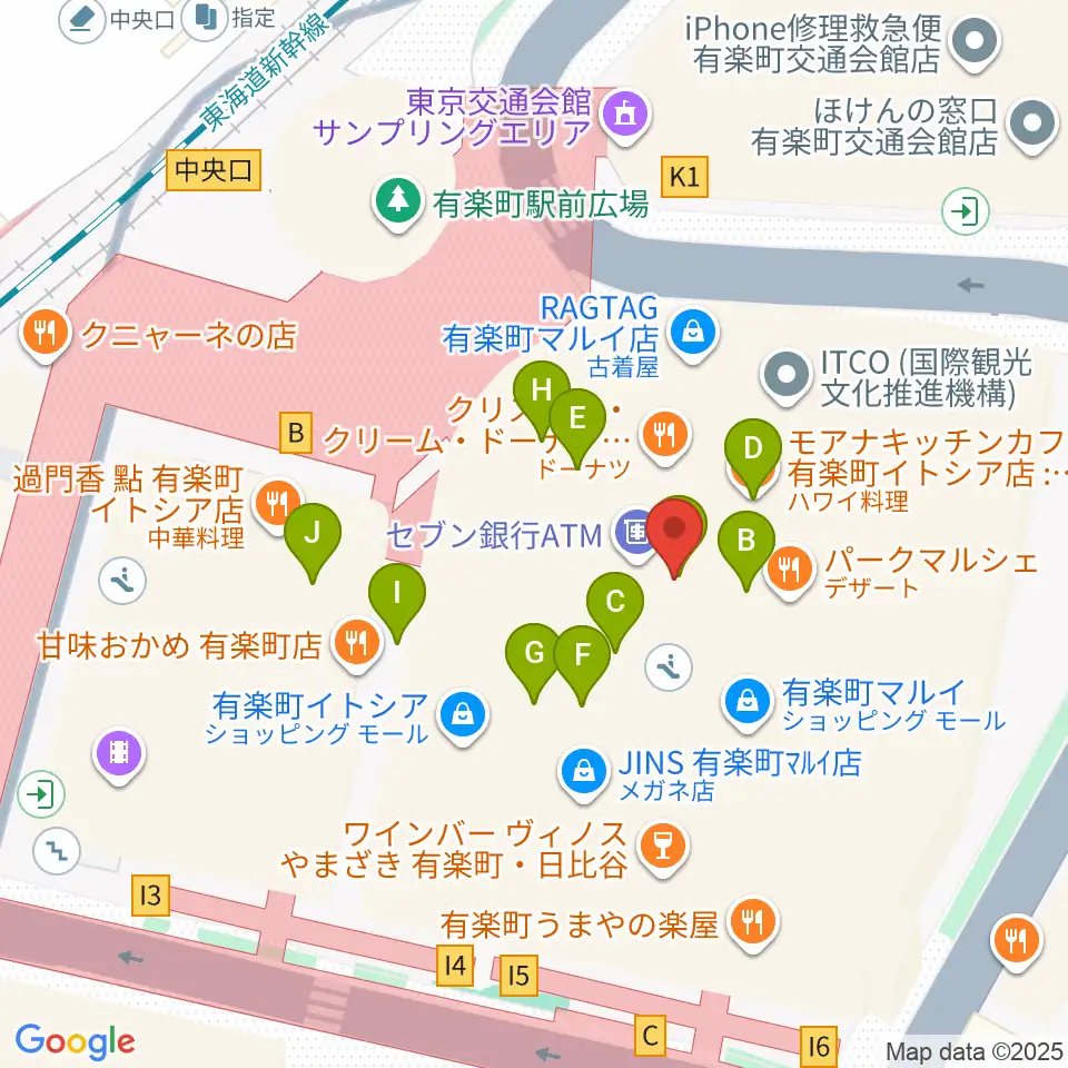 ヒューマントラストシネマ有楽町周辺のカフェ一覧地図