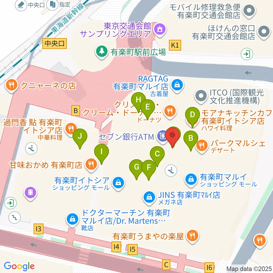 ヒューマントラストシネマ有楽町周辺のカフェ一覧地図