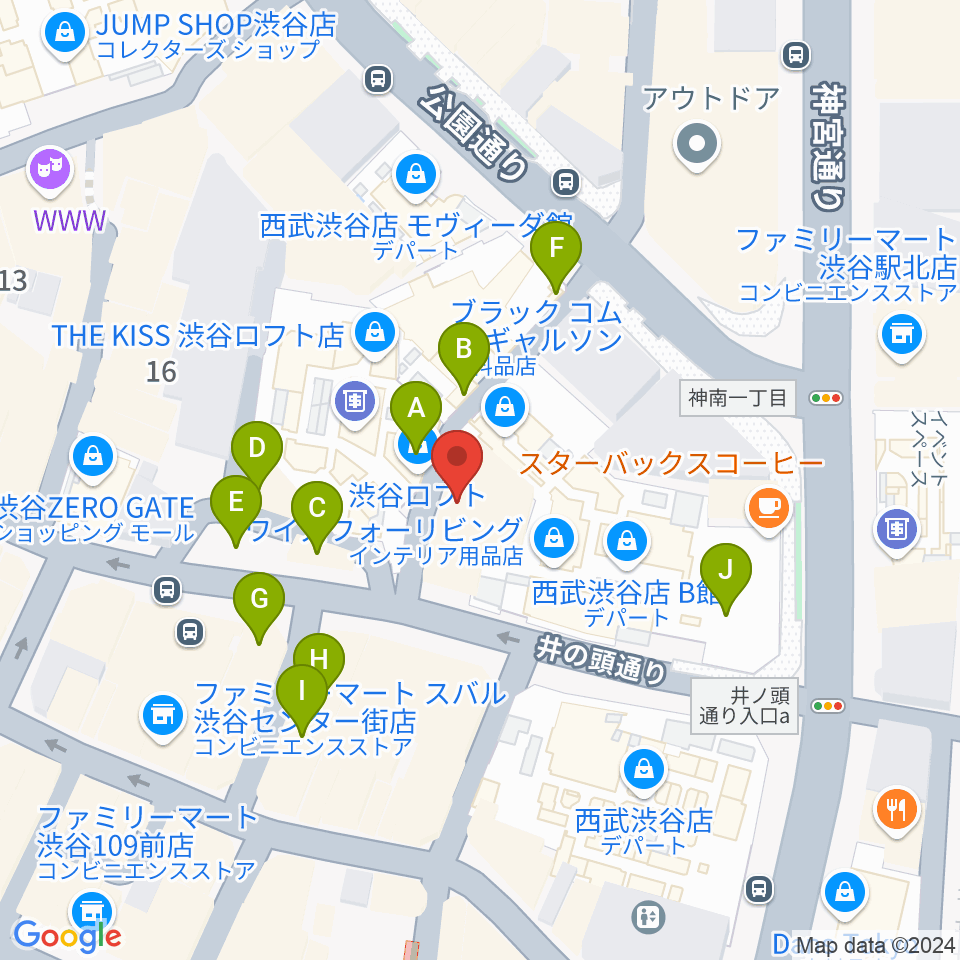 渋谷シネクイント周辺のカフェ一覧地図