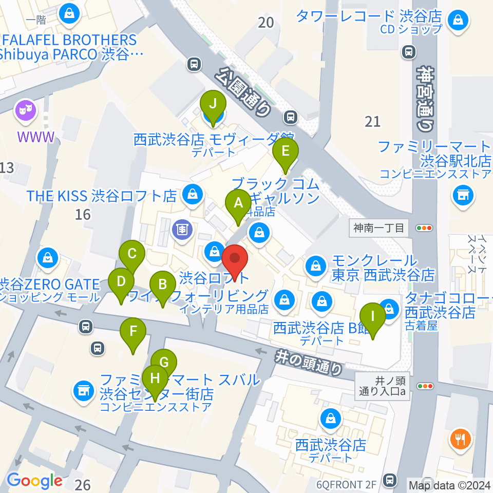 渋谷シネクイント周辺のカフェ一覧地図