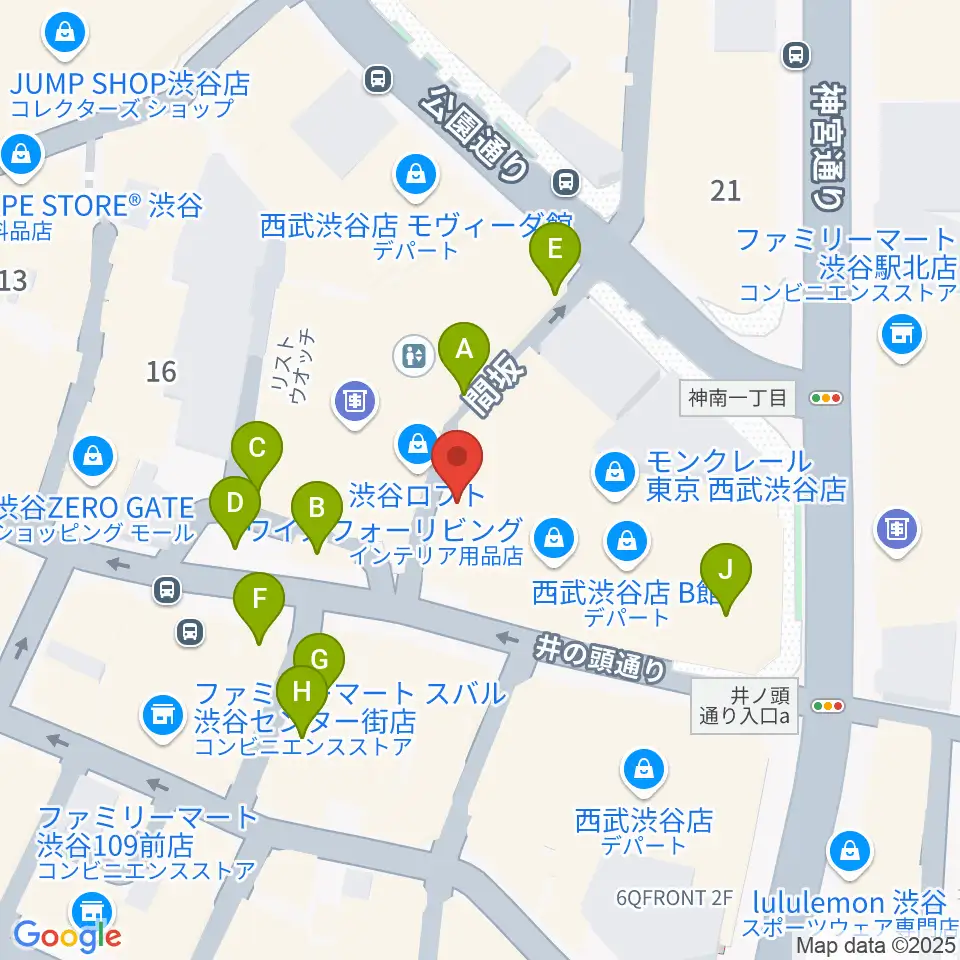 渋谷シネクイント周辺のカフェ一覧地図