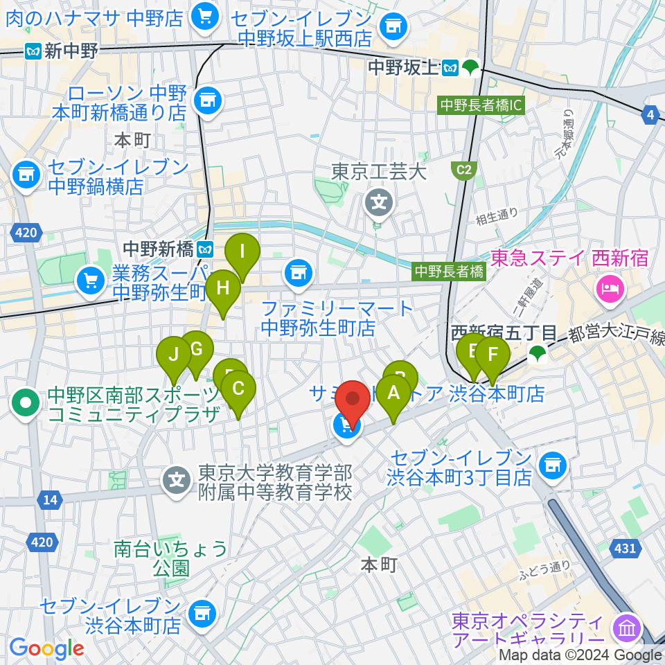 Submarine STUDIO周辺のカフェ一覧地図