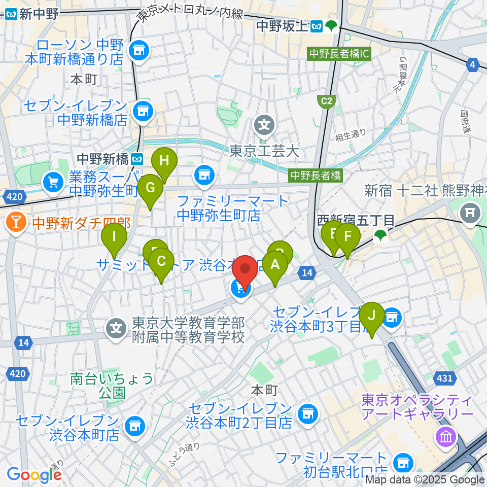 Submarine STUDIO周辺のカフェ一覧地図