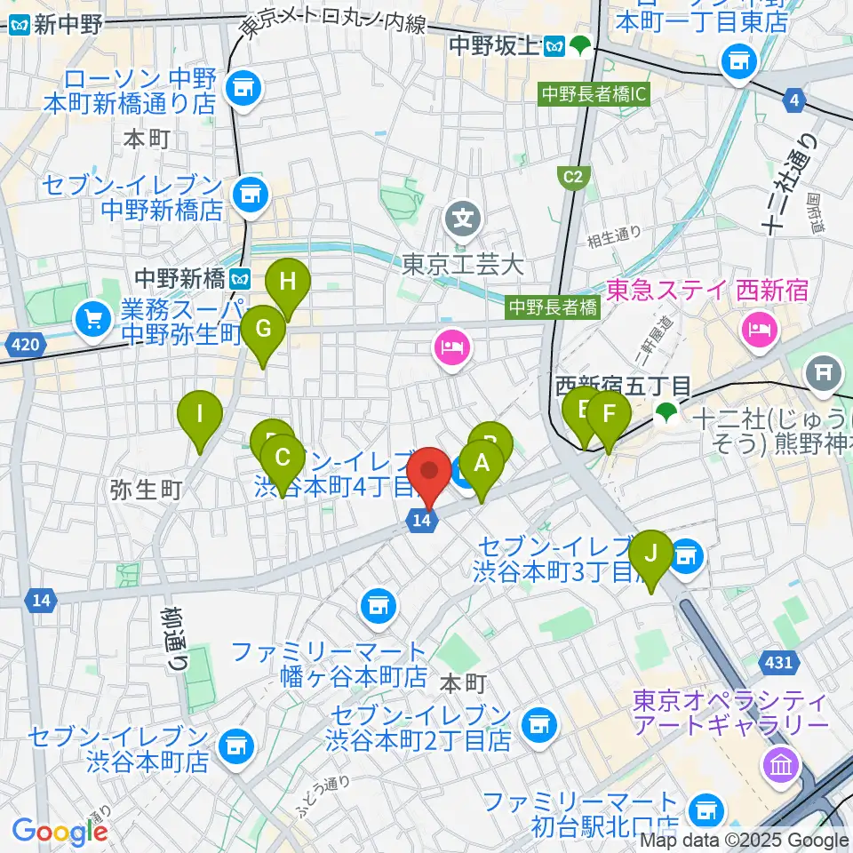 Submarine STUDIO周辺のカフェ一覧地図