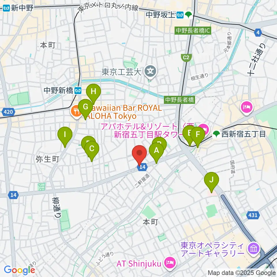 Submarine STUDIO周辺のカフェ一覧地図