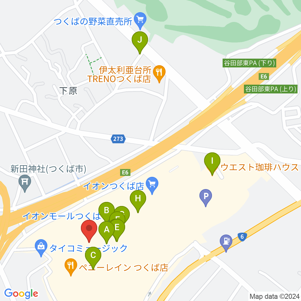 ウインズ・ユーつくば店周辺のカフェ一覧地図