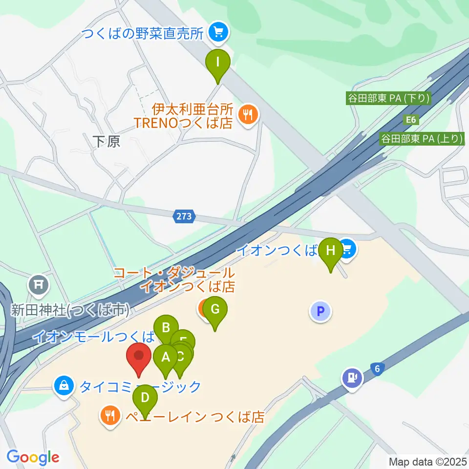 ウインズ・ユーつくば店周辺のカフェ一覧地図