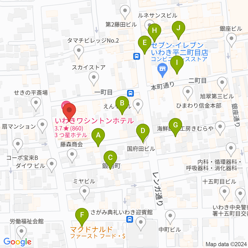 ウインズ・ユーいわき店周辺のカフェ一覧地図