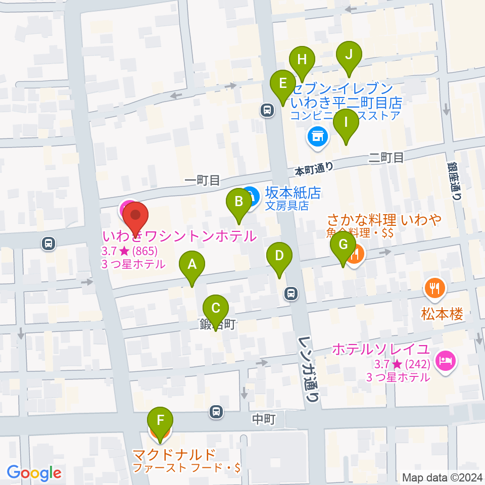 ウインズ・ユーいわき店周辺のカフェ一覧地図