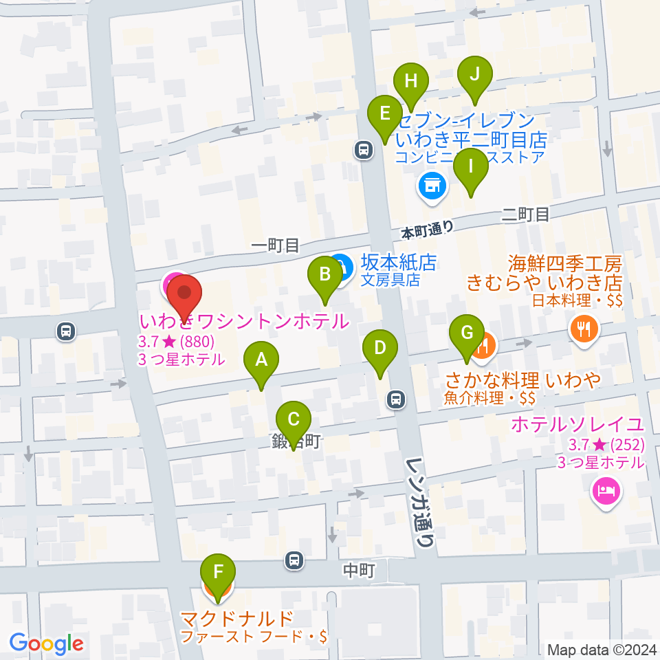 ウインズ・ユーいわき店周辺のカフェ一覧地図