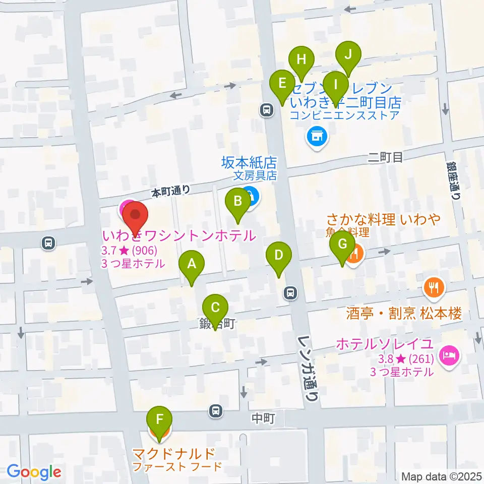 ウインズ・ユーいわき店周辺のカフェ一覧地図