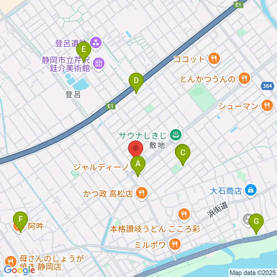 音楽天国・静岡駿河店周辺のカフェ一覧地図