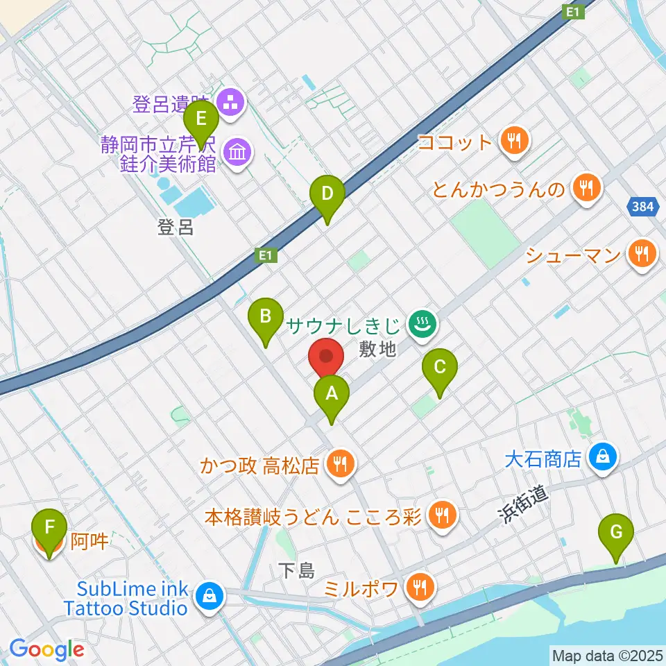 音楽天国・静岡駿河店周辺のカフェ一覧地図
