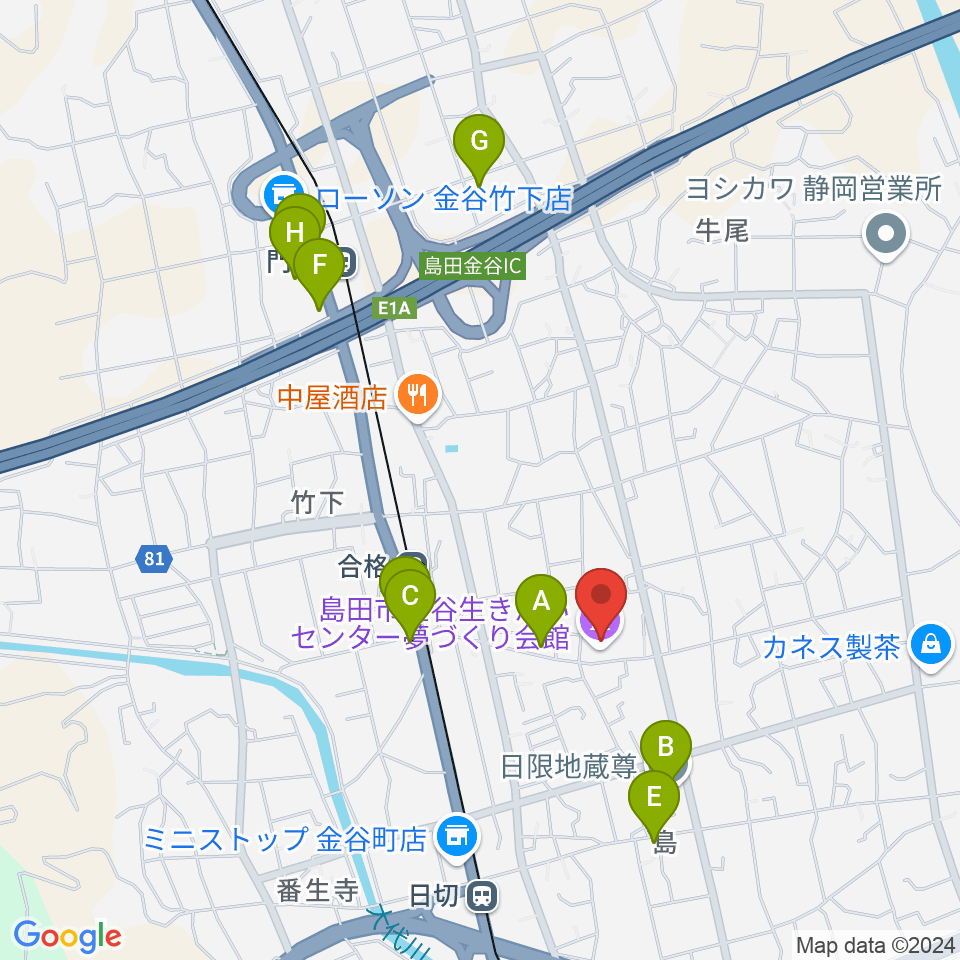 夢づくり会館周辺のカフェ一覧地図