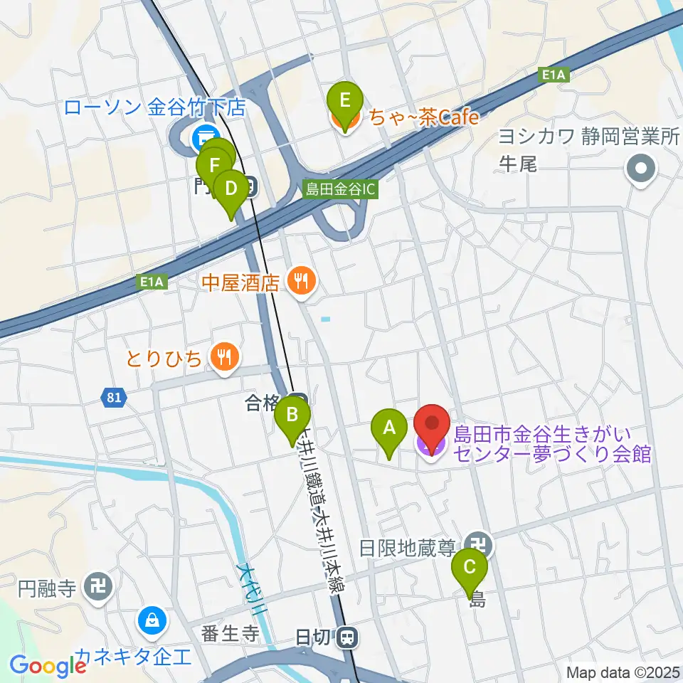 夢づくり会館周辺のカフェ一覧地図