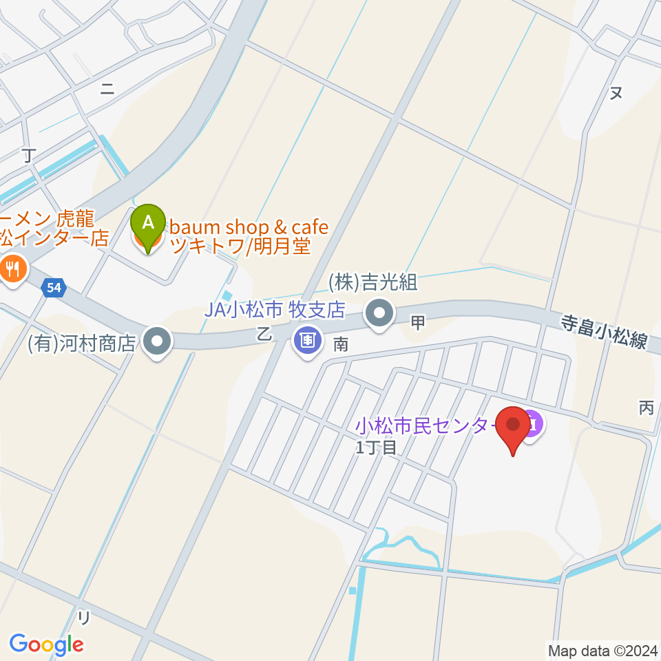 小松市民センター周辺のカフェ一覧地図