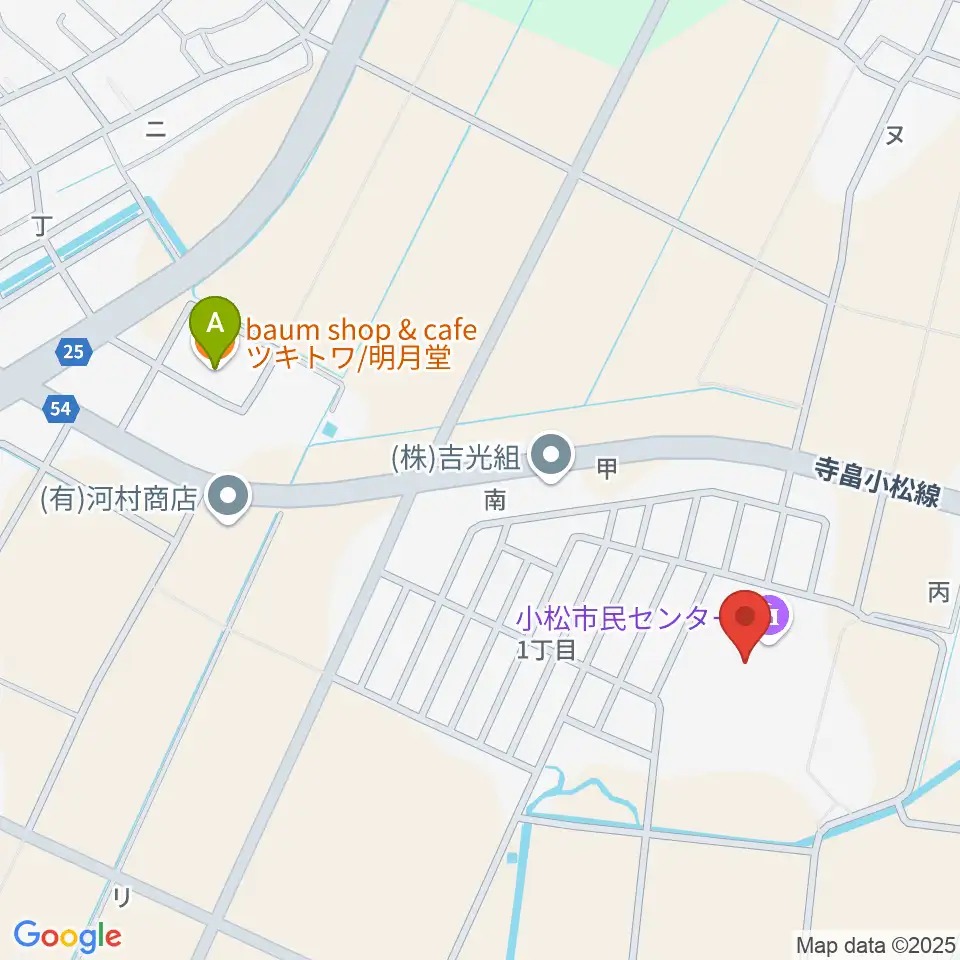 小松市民センター周辺のカフェ一覧地図