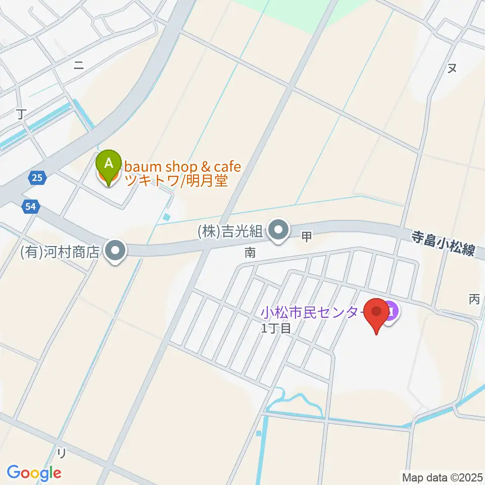 小松市民センター周辺のカフェ一覧地図