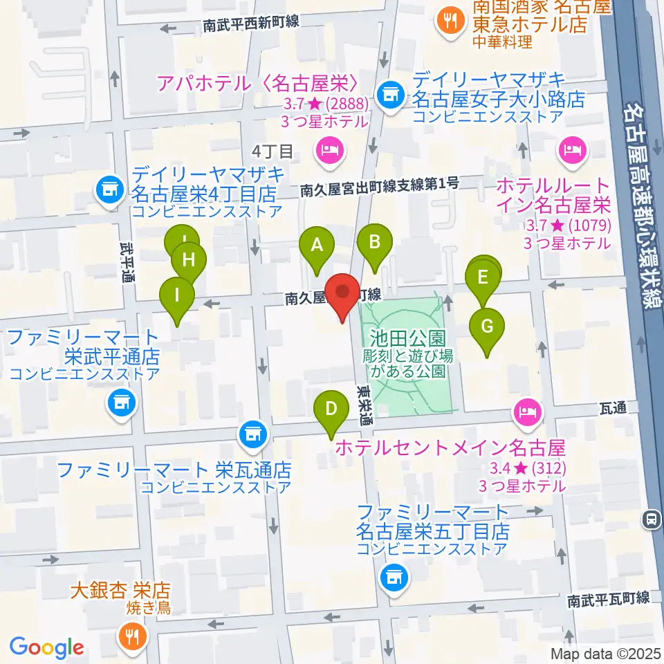 名古屋栄Brushup周辺のカフェ一覧地図