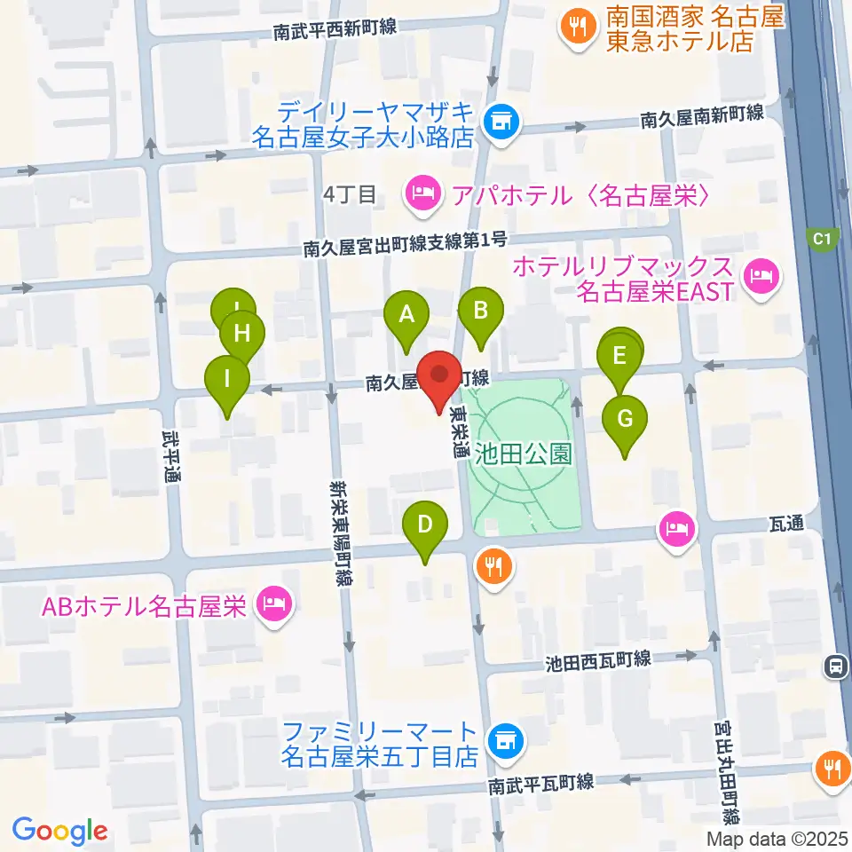 名古屋栄Brushup周辺のカフェ一覧地図