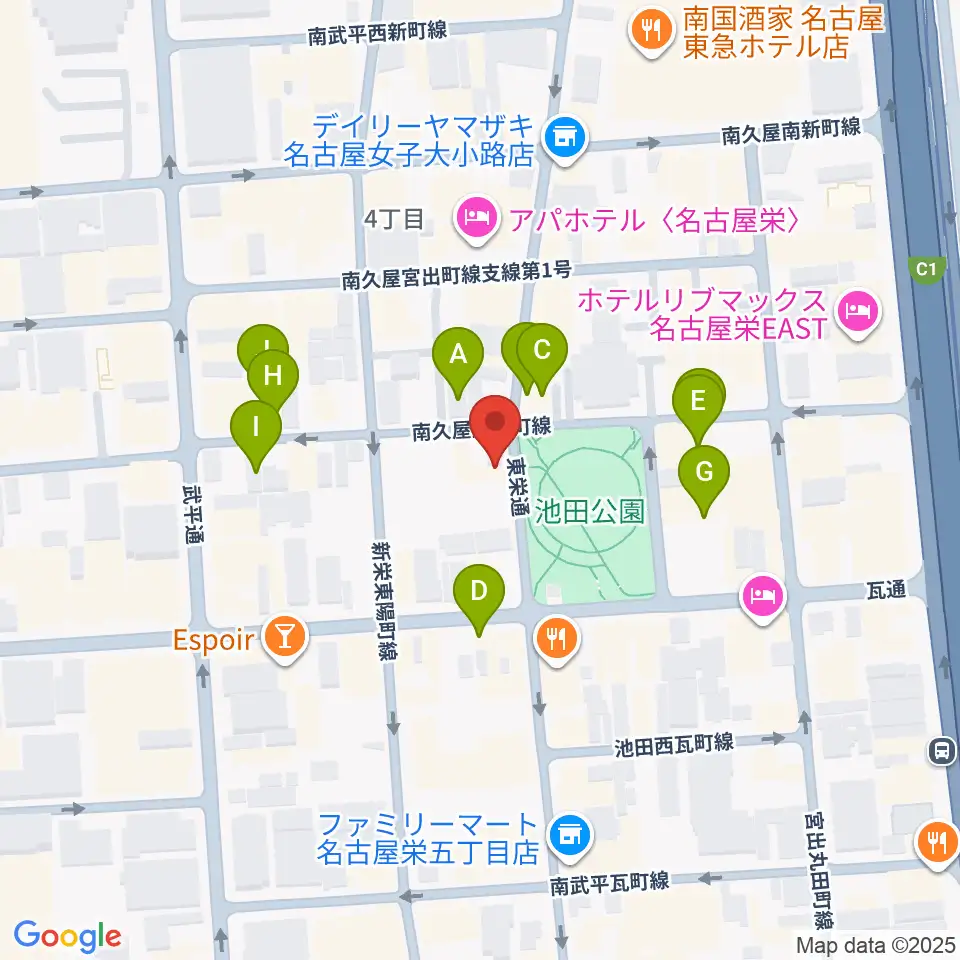 名古屋栄Brushup周辺のカフェ一覧地図