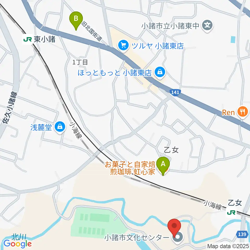 小諸市文化会館周辺のカフェ一覧地図