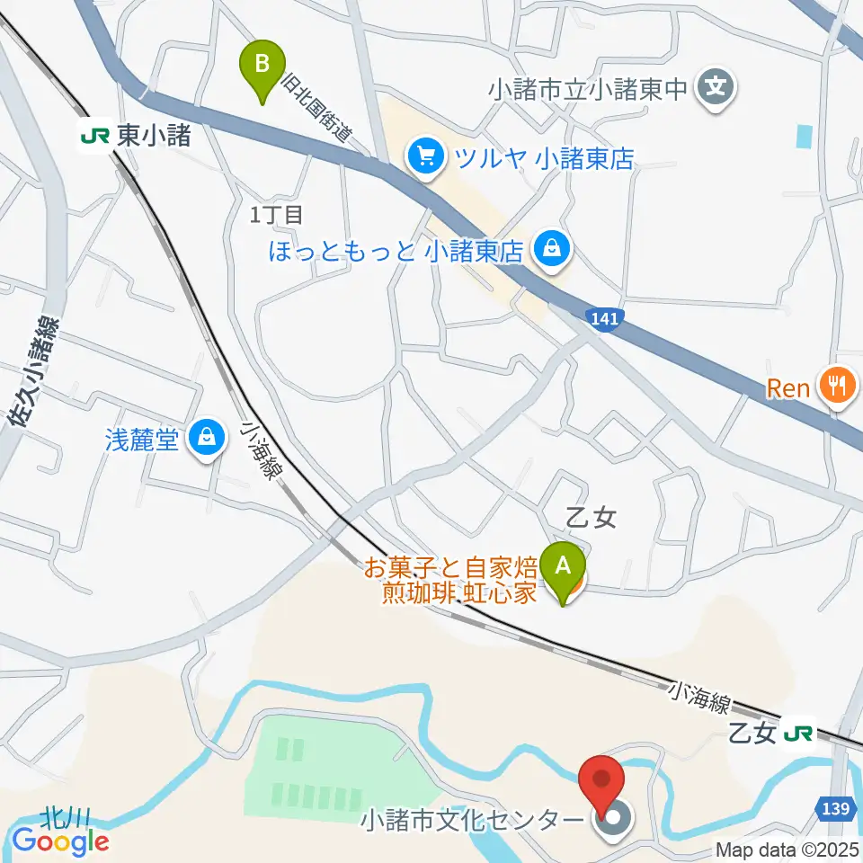 小諸市文化会館周辺のカフェ一覧地図