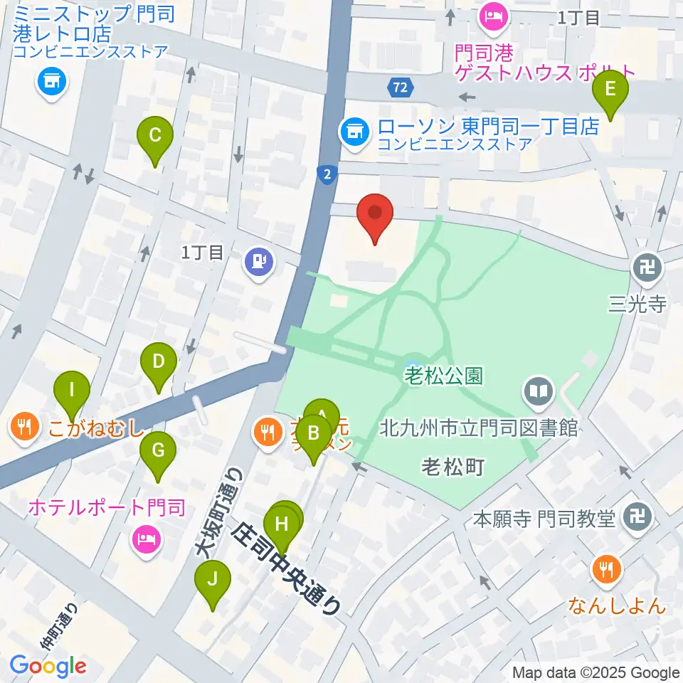 門司市民会館周辺のカフェ一覧地図