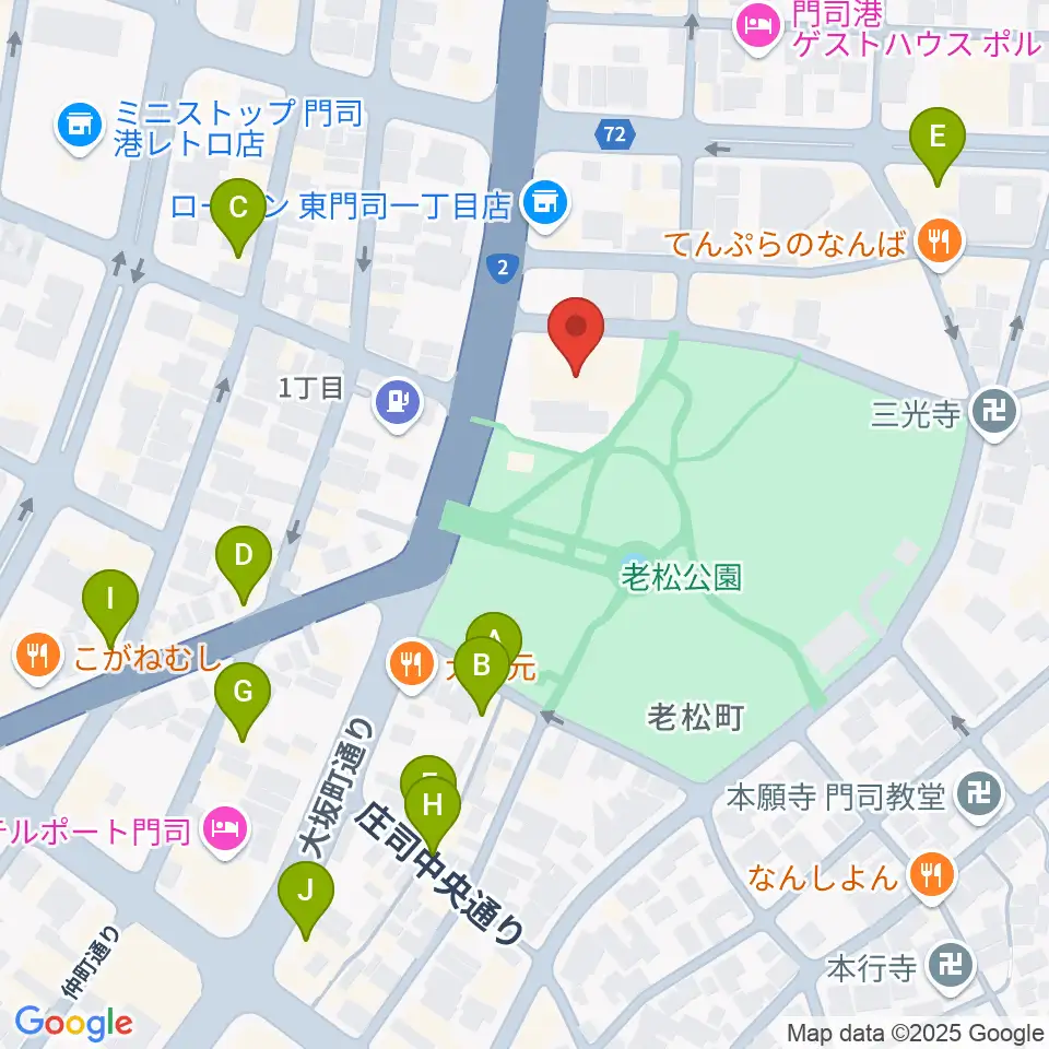 門司市民会館周辺のカフェ一覧地図