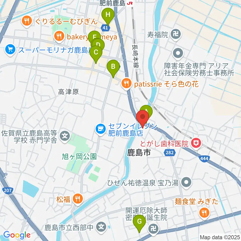 鹿島市生涯学習センター・エイブル周辺のカフェ一覧地図