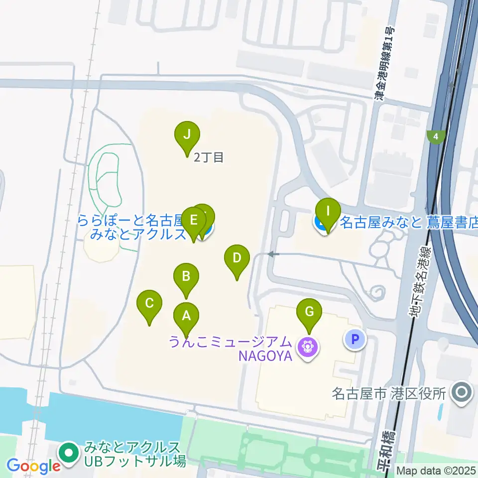 島村楽器ららぽーと名古屋みなとアクルス店周辺のカフェ一覧地図