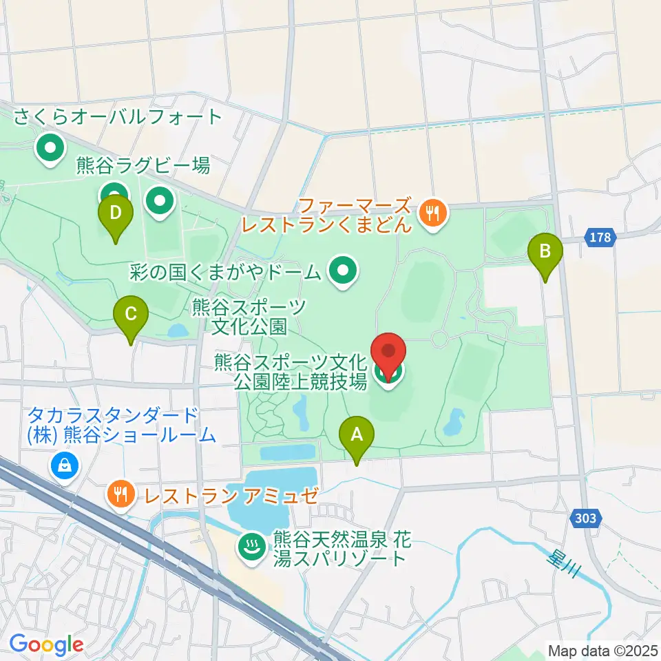 熊谷スポーツ文化公園陸上競技場周辺のカフェ一覧地図