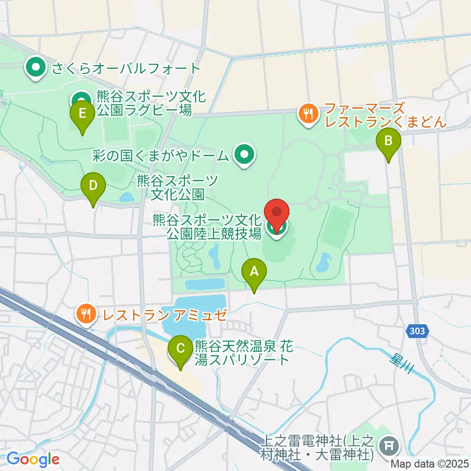 熊谷スポーツ文化公園陸上競技場周辺のカフェ一覧地図