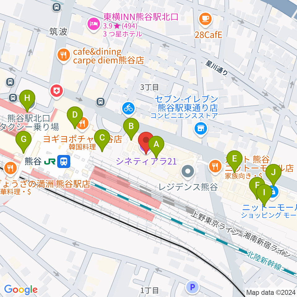 シネティアラ21周辺のカフェ一覧地図