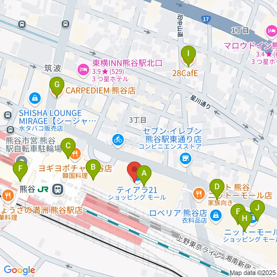 シネティアラ21周辺のカフェ一覧地図
