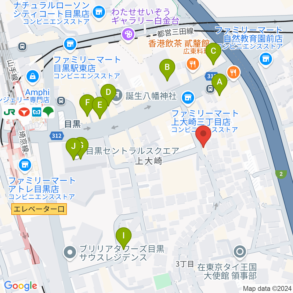 目黒Cozy周辺のカフェ一覧地図