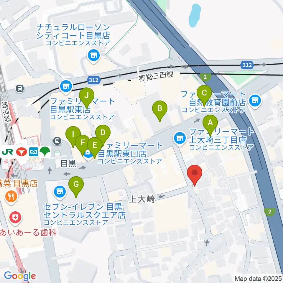 目黒Cozy周辺のカフェ一覧地図