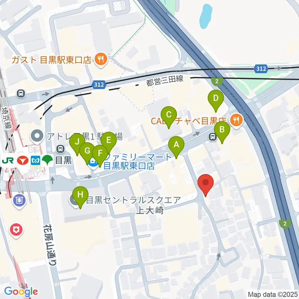 目黒Cozy周辺のカフェ一覧地図