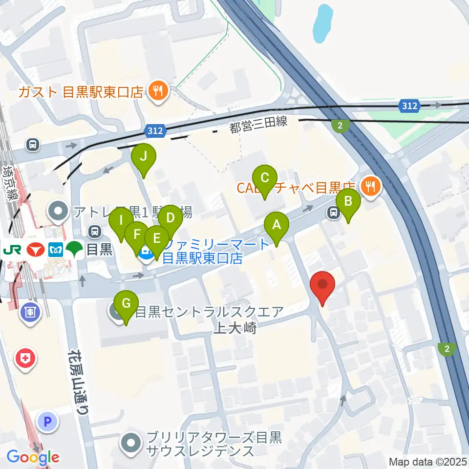 目黒Cozy周辺のカフェ一覧地図
