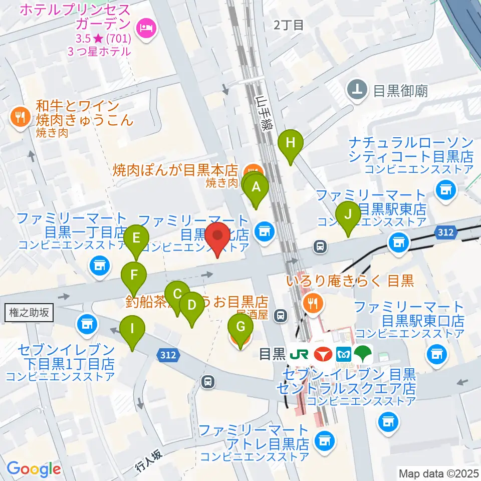 目黒シネマ周辺のカフェ一覧地図
