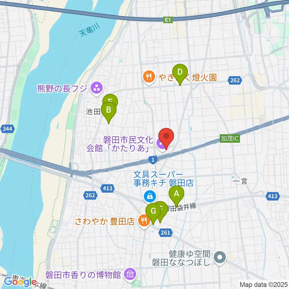 かたりあ 磐田市民文化会館周辺のカフェ一覧地図