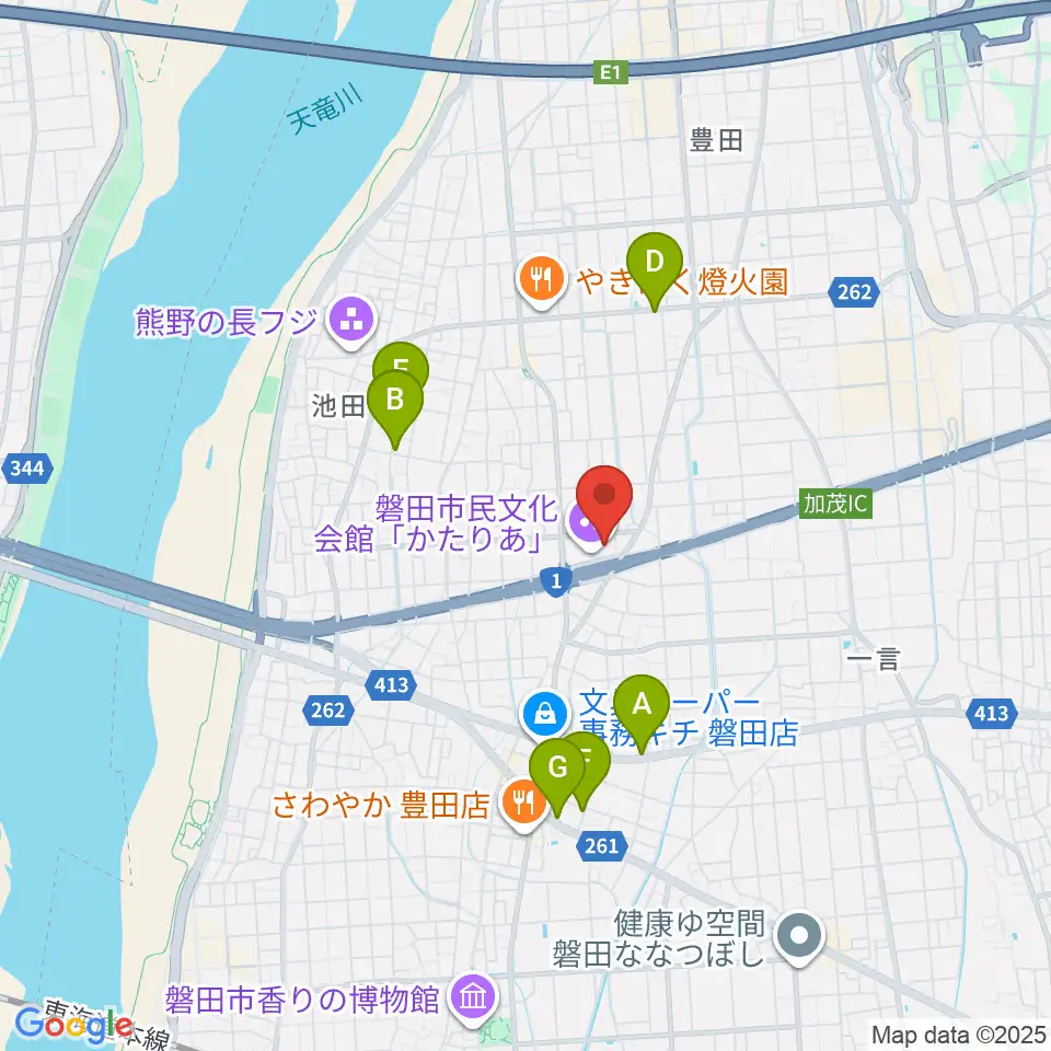 かたりあ 磐田市民文化会館周辺のカフェ一覧地図