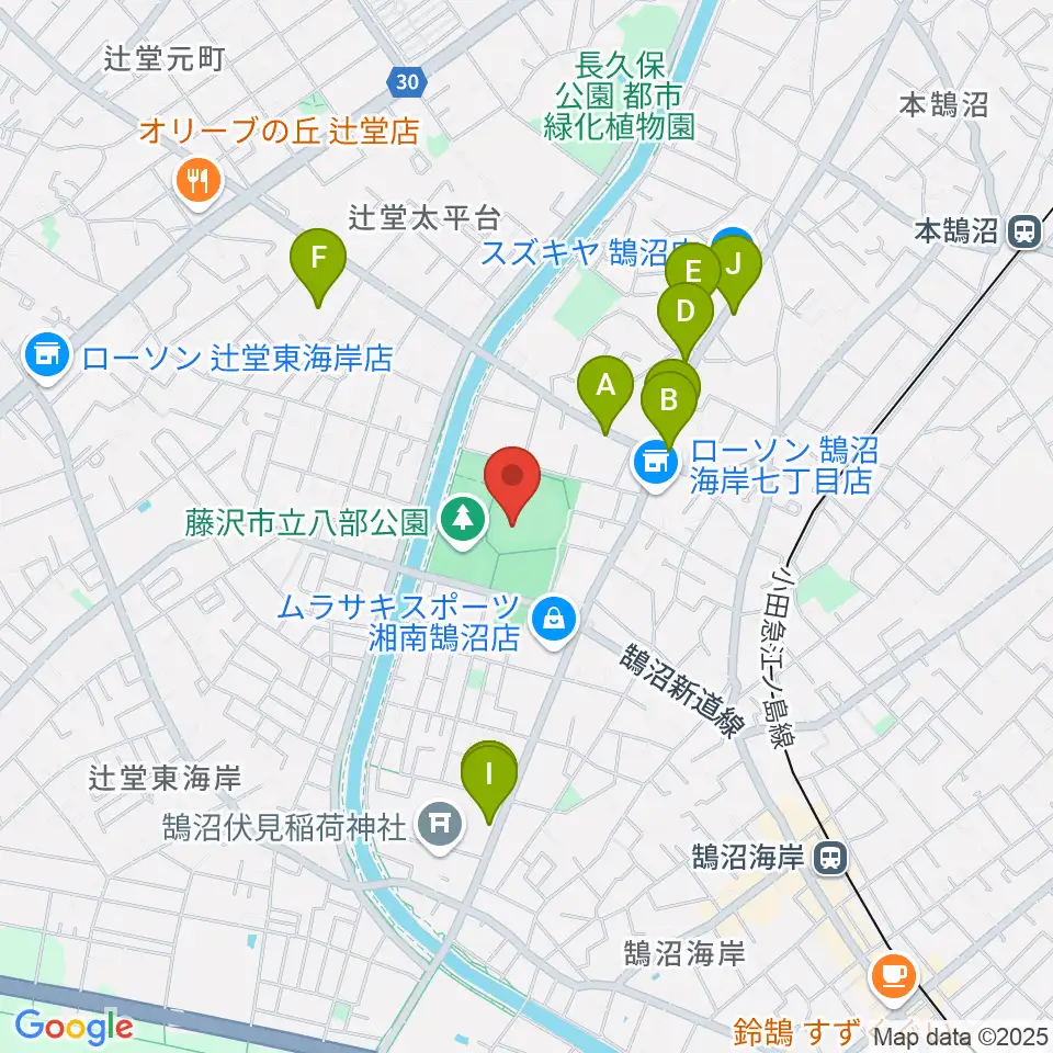 藤沢市八部野球場周辺のカフェ一覧地図